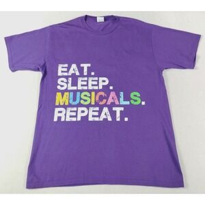 Port & Company Eat Sleep Musicals Shirt Mens Large Purple Theater Graphic Tee